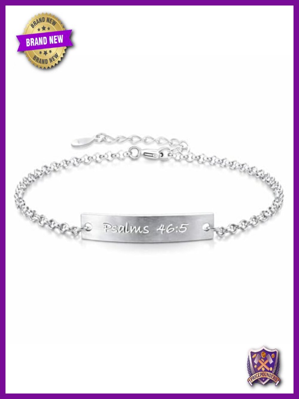 925 Sterling Silver Christian Scripture Bracelet for Women with Psalm 46:5